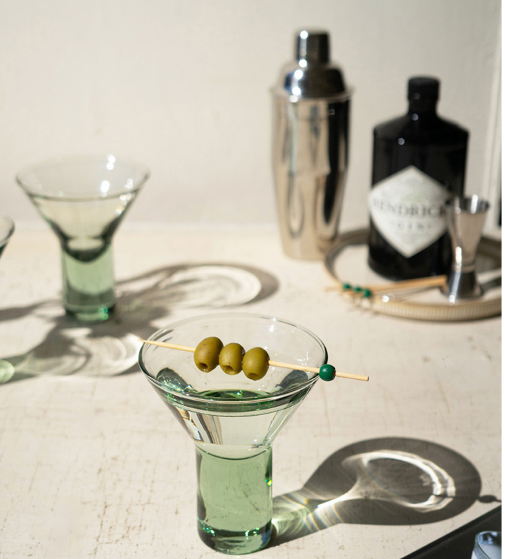 Set of 6 Clear Martini Glass with Solid Base