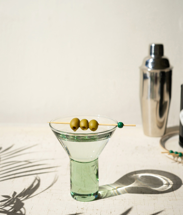 Set of 6 Clear Martini Glass with Solid Base