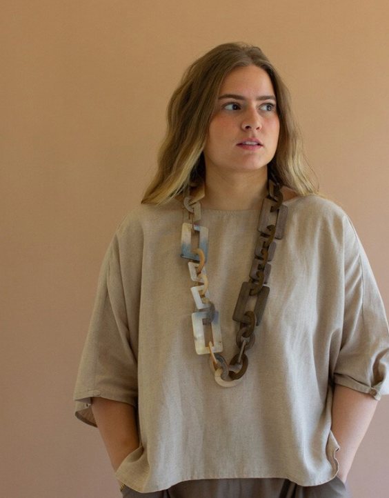 Two-Toned Horn Chain Necklace