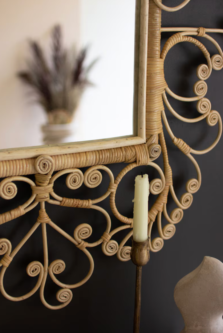 Ornate Rattan Framed Mirror