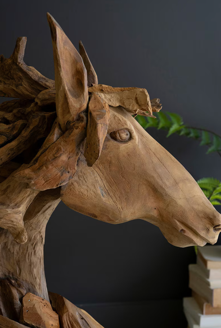 Teakwood Horse Head Sculpture -