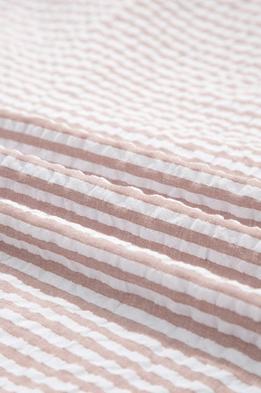 Close-up of pink and white striped fabric