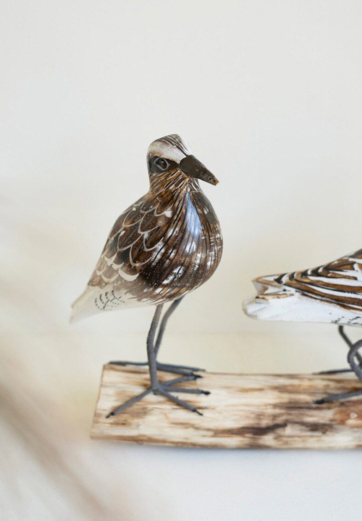 Painted Wooden Shore Birds on a Wooden Base