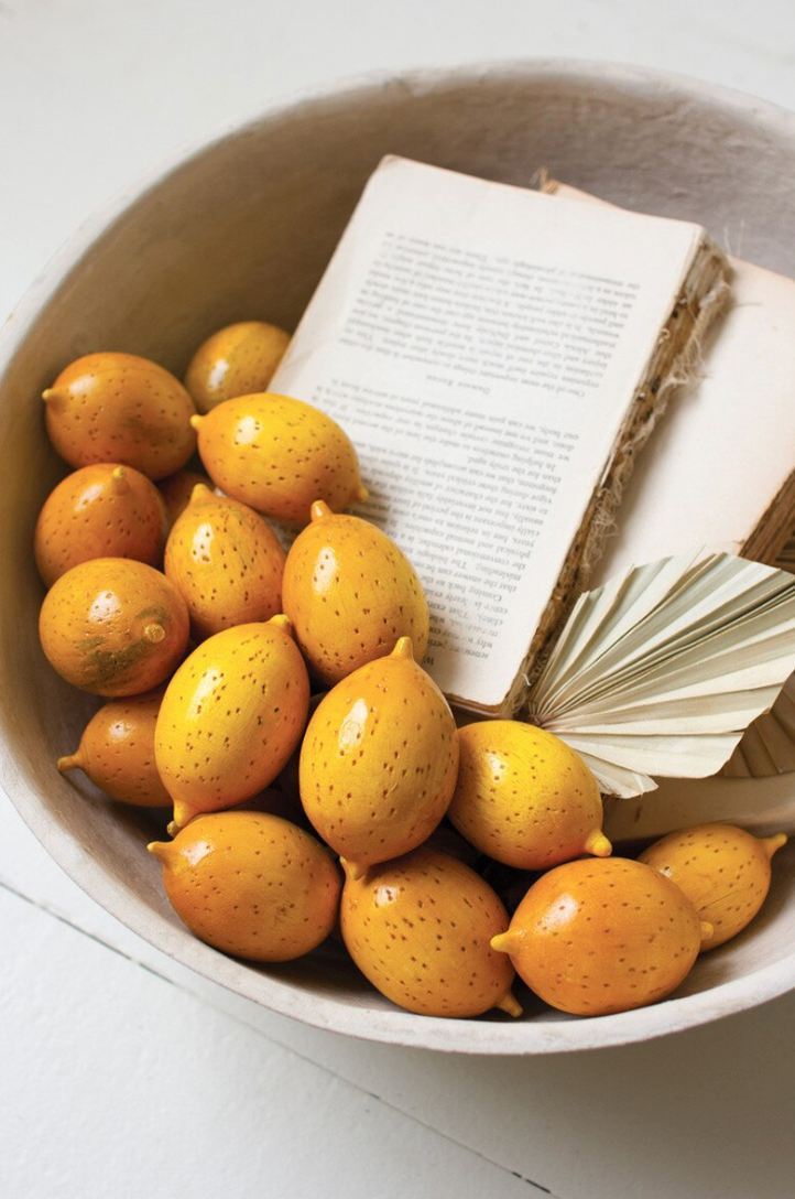 One Dozen Hand-Carved Wooden Lemons