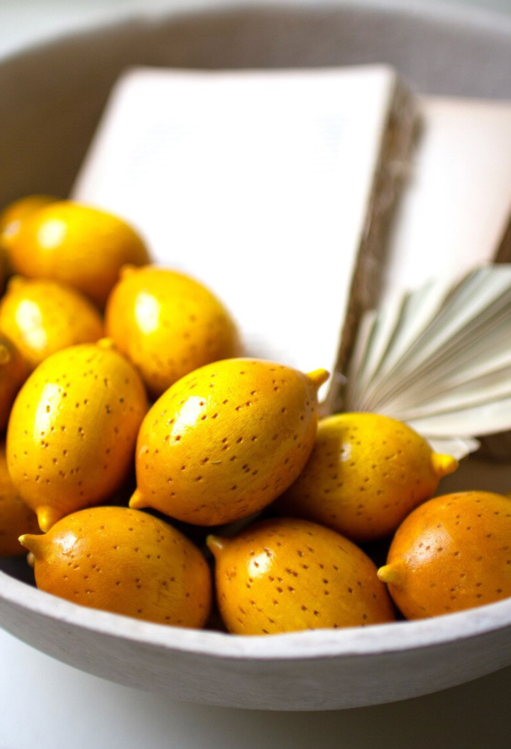 One Dozen Hand-Carved Wooden Lemons