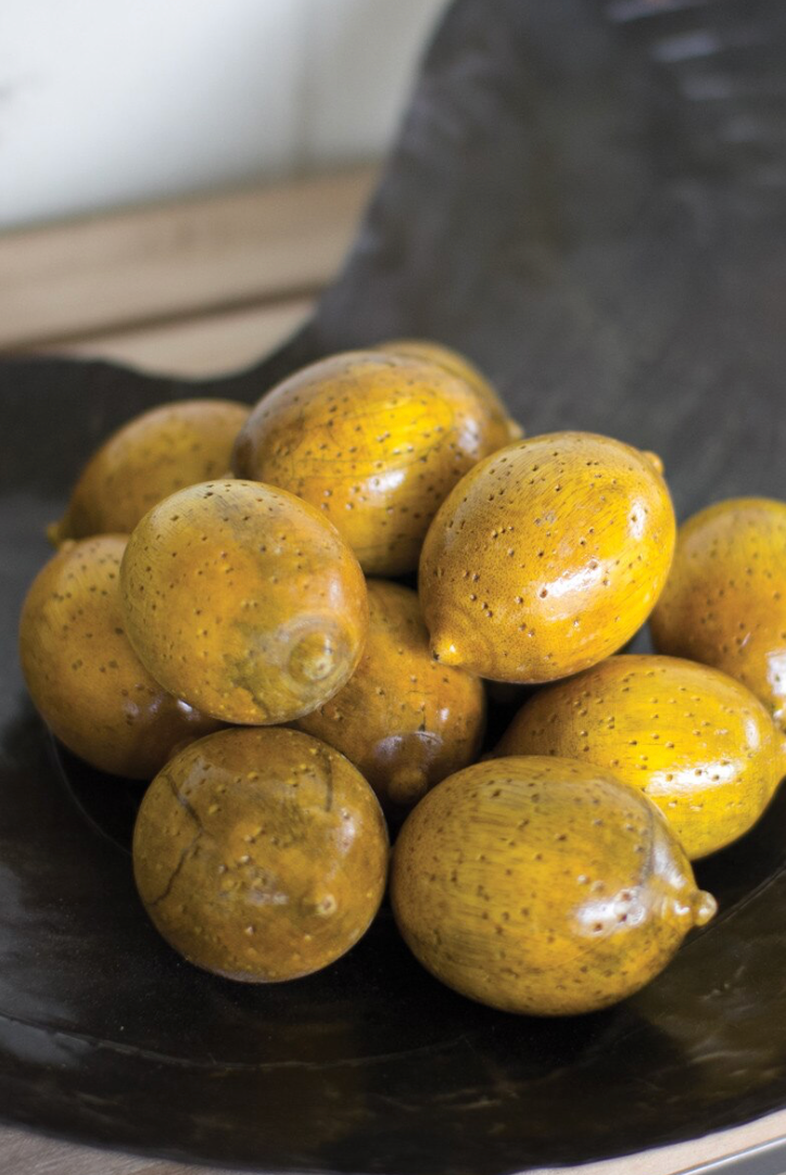 One Dozen Hand-Carved Wooden Lemons