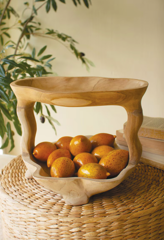 Two-Tiered Teakwood Serving Tower