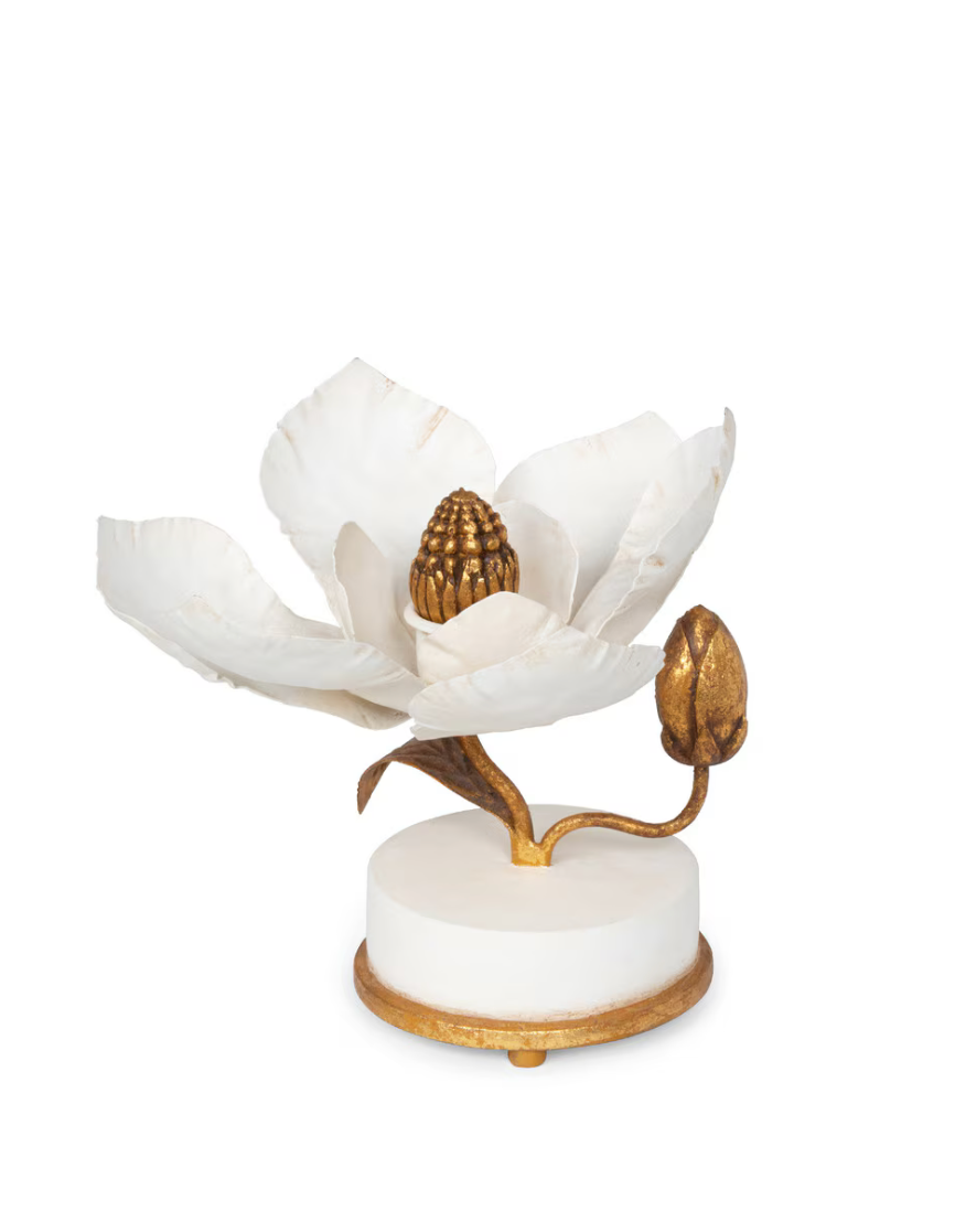 Hand Sculpted Magnolia Candle Holder, 6"