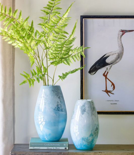 Sea Breeze Artisan Glass Vases, Set of 2