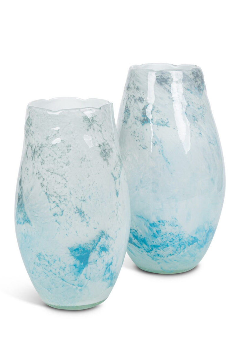Sea Breeze Artisan Glass Vases, Set of 2