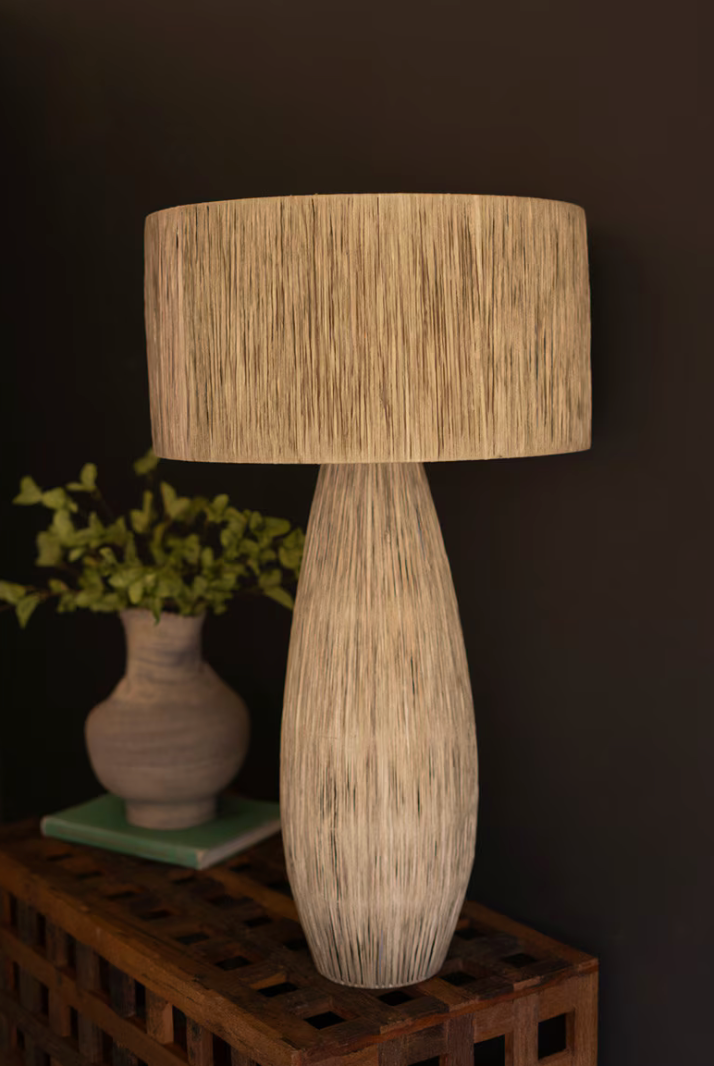 Textured table lamp with a dark background