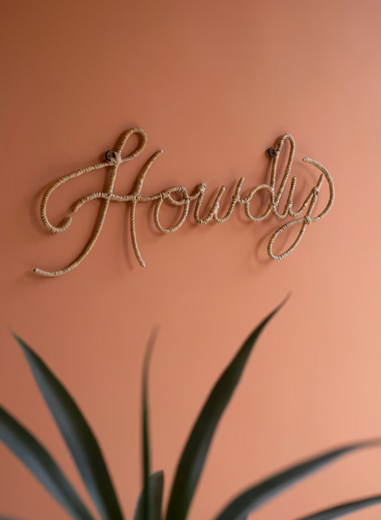 Seagrass and Iron "Howdy" Wall Decor
