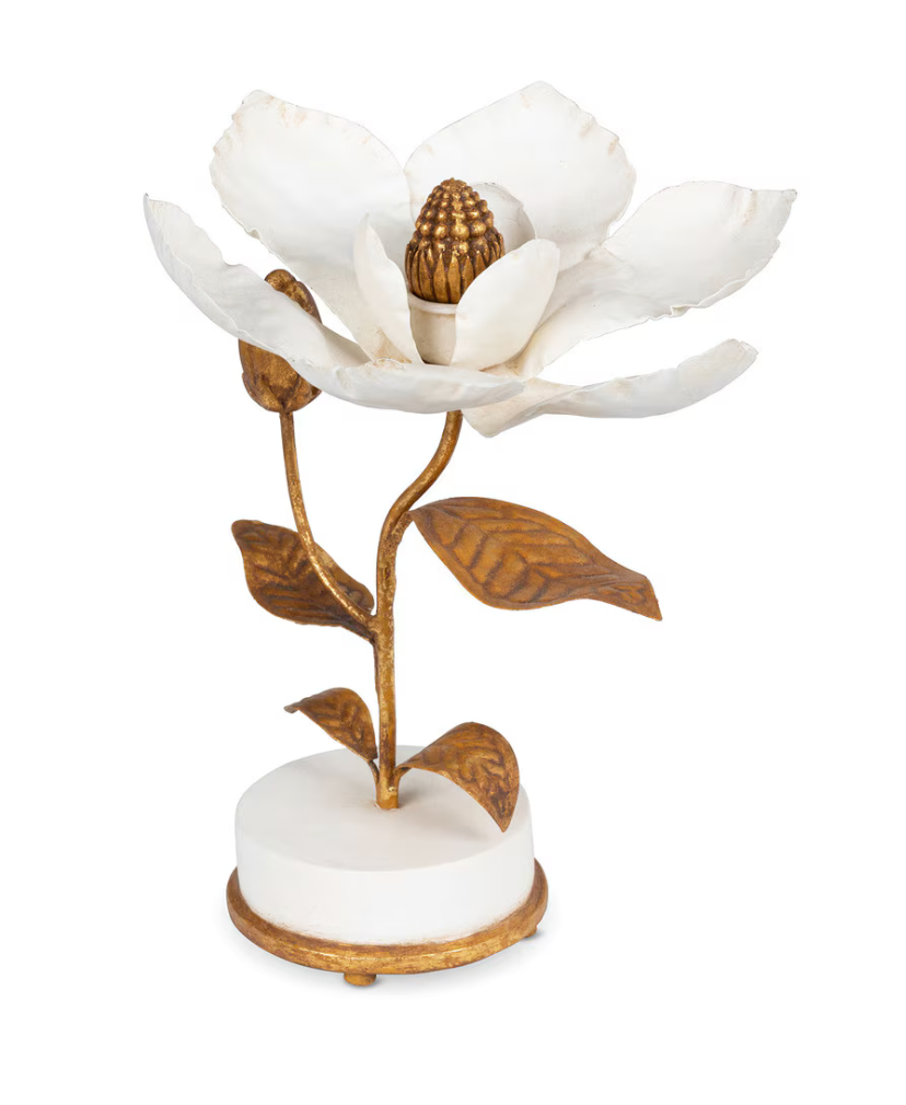 Hand Sculpted Magnolia Candle Holder, 10"