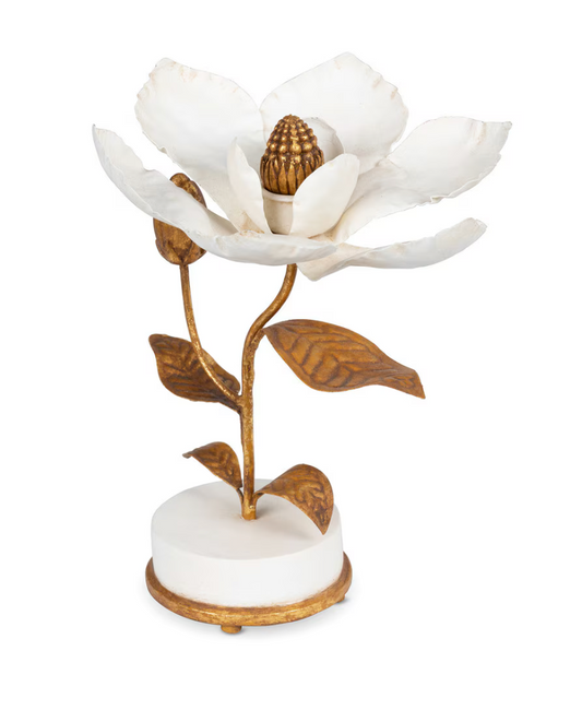 Hand Sculpted Magnolia Candle Holder, 10"