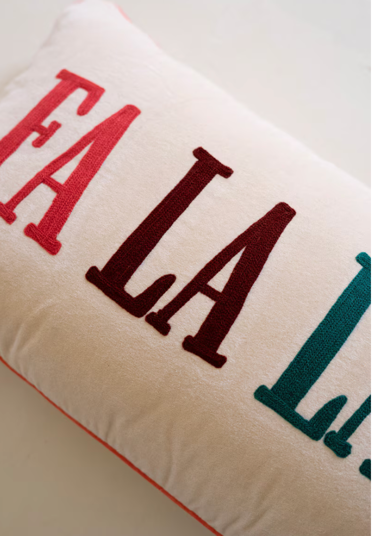 Velvet Falalalala Embroidery Pillow