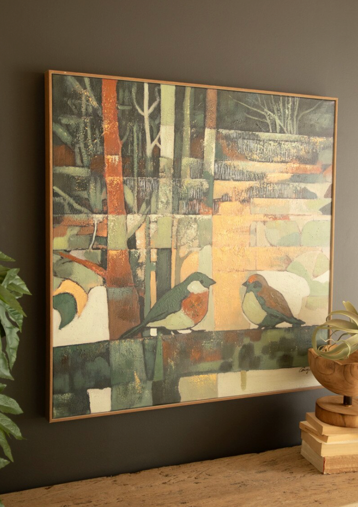 Framed Two Birds Painting