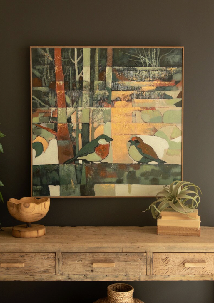 Framed Two Birds Painting