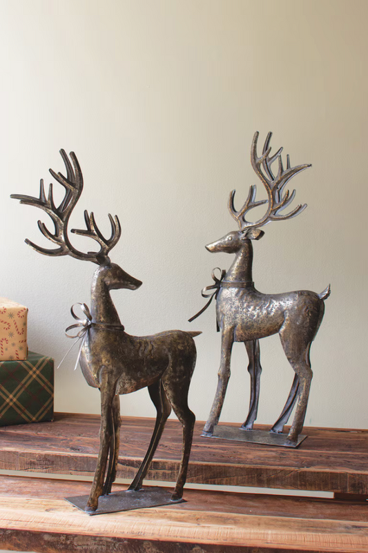 Set of 2 Rustic Metal Reindeer