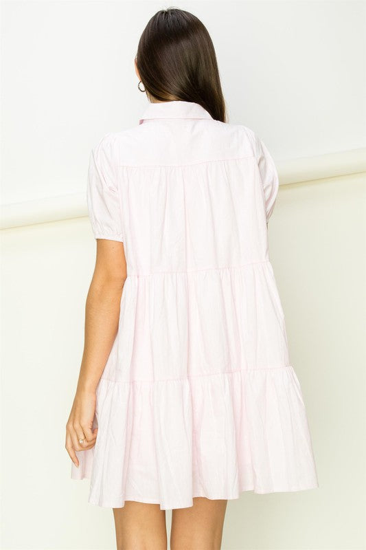 Tiered Button-Up Mini Dress
