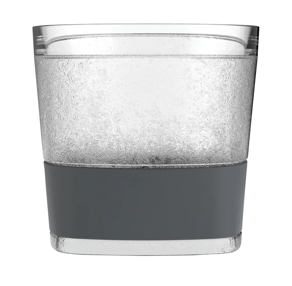 Clear glass with a gray base on a white background