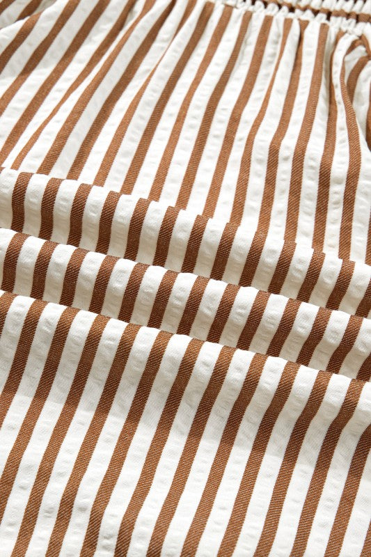Close-up of brown and white striped fabric