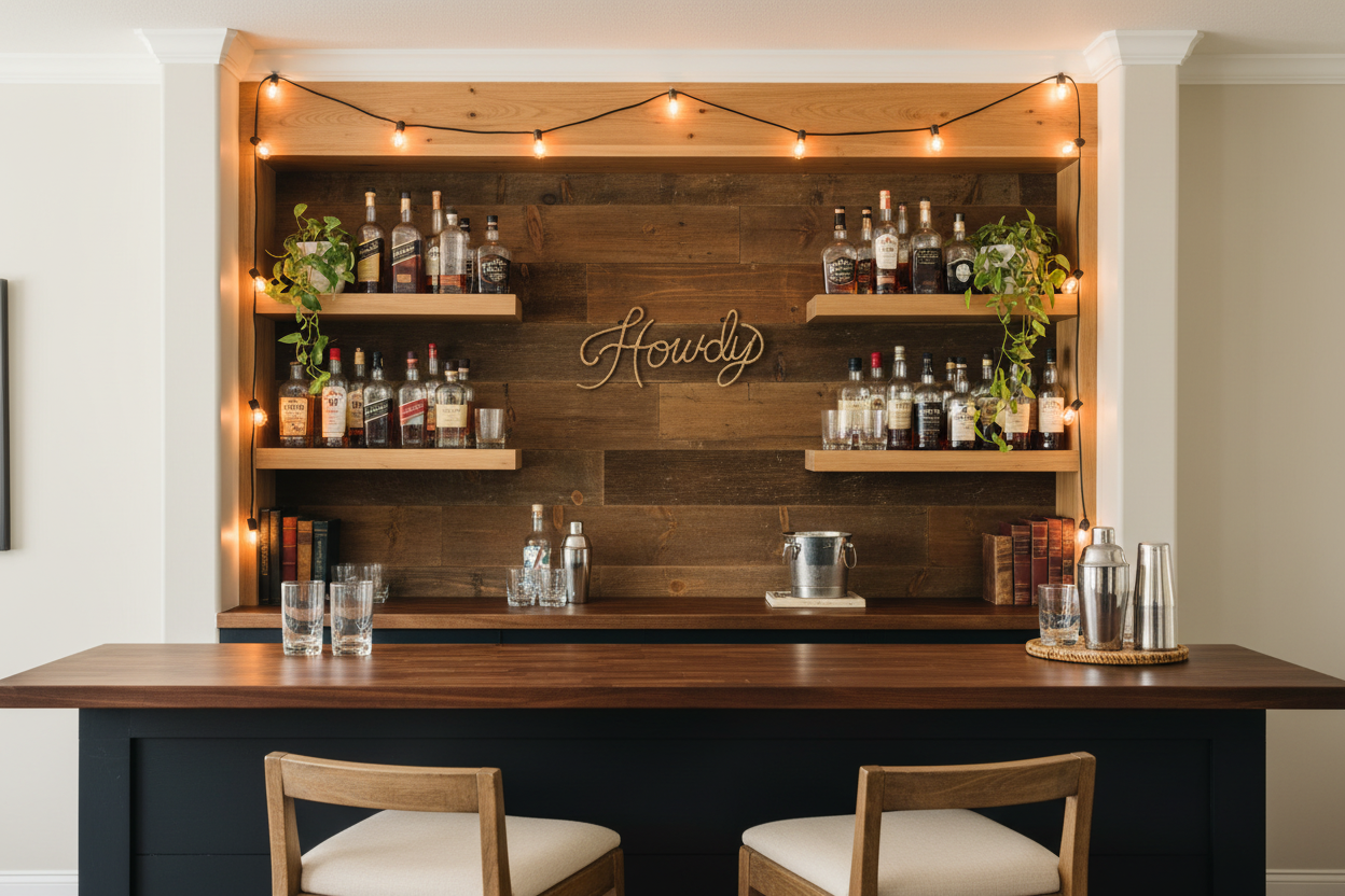 Howdy Wall Decor in Home Bar