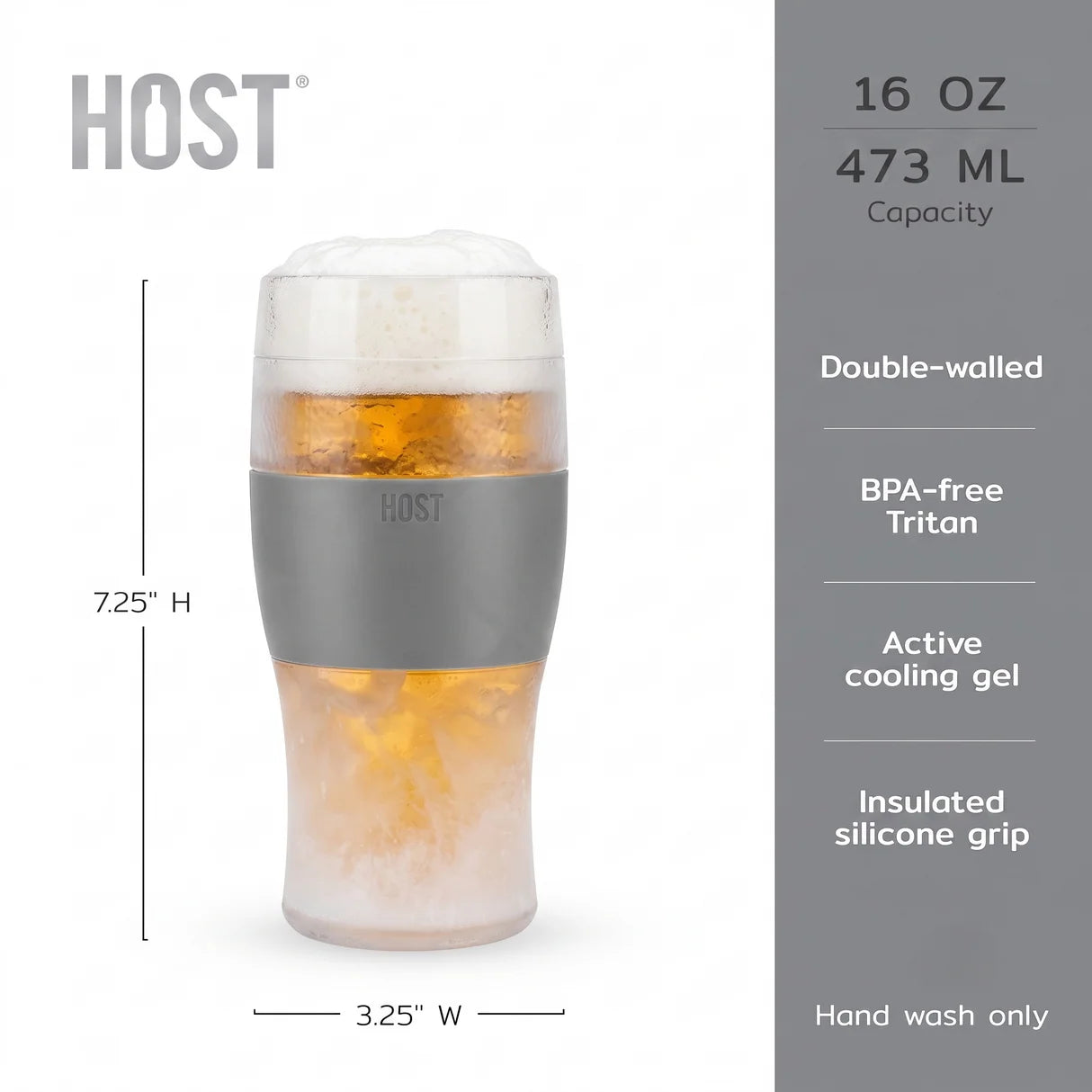 HOST - Beer FREEZE Cooling Cup in Gray, Set of 2