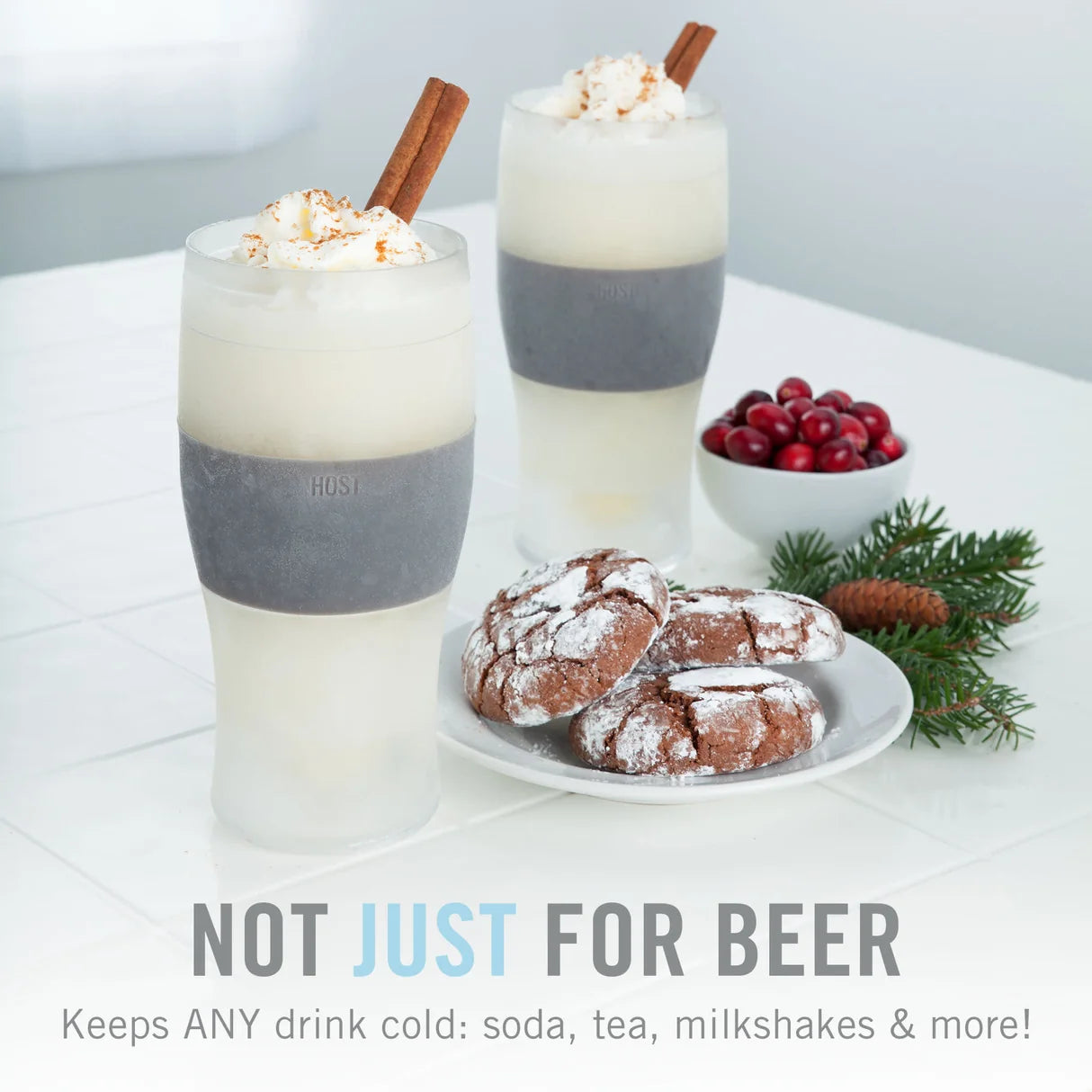 HOST - Beer FREEZE Cooling Cup in Gray, Set of 2