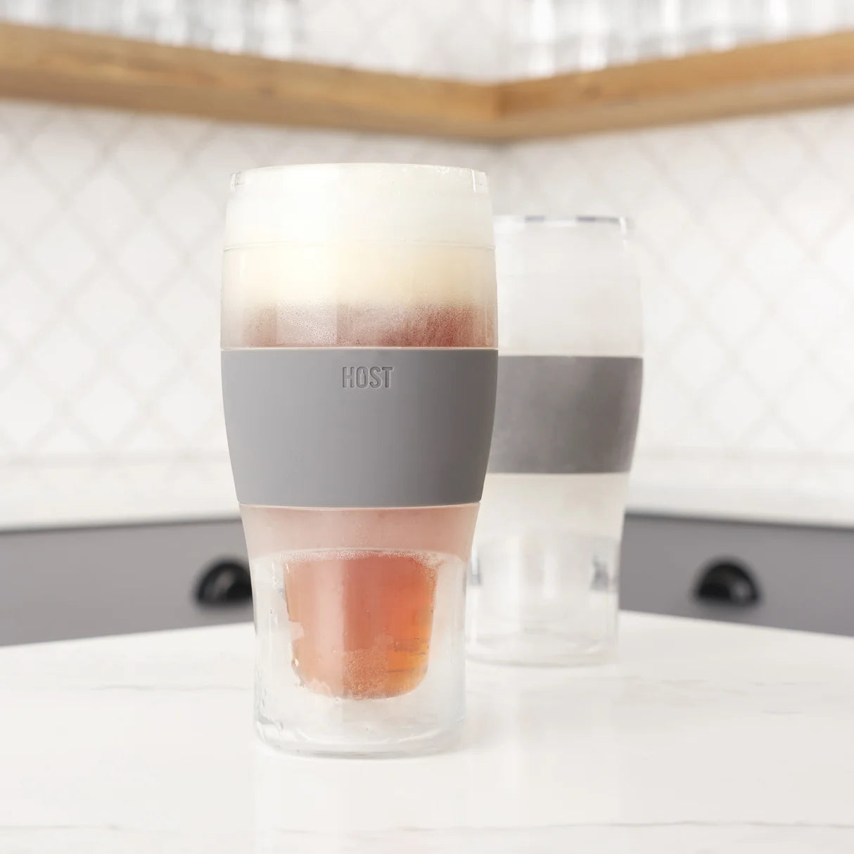 HOST - Beer FREEZE Cooling Cup in Gray, Set of 2