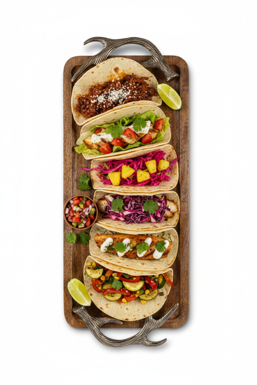 Serving tray with tacos