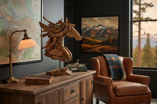 Teakwood Horse Head Sculpture - Western Montana Study
