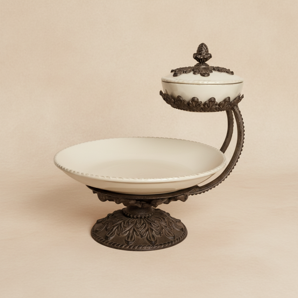 Tiered serving stand with neutral backdrop