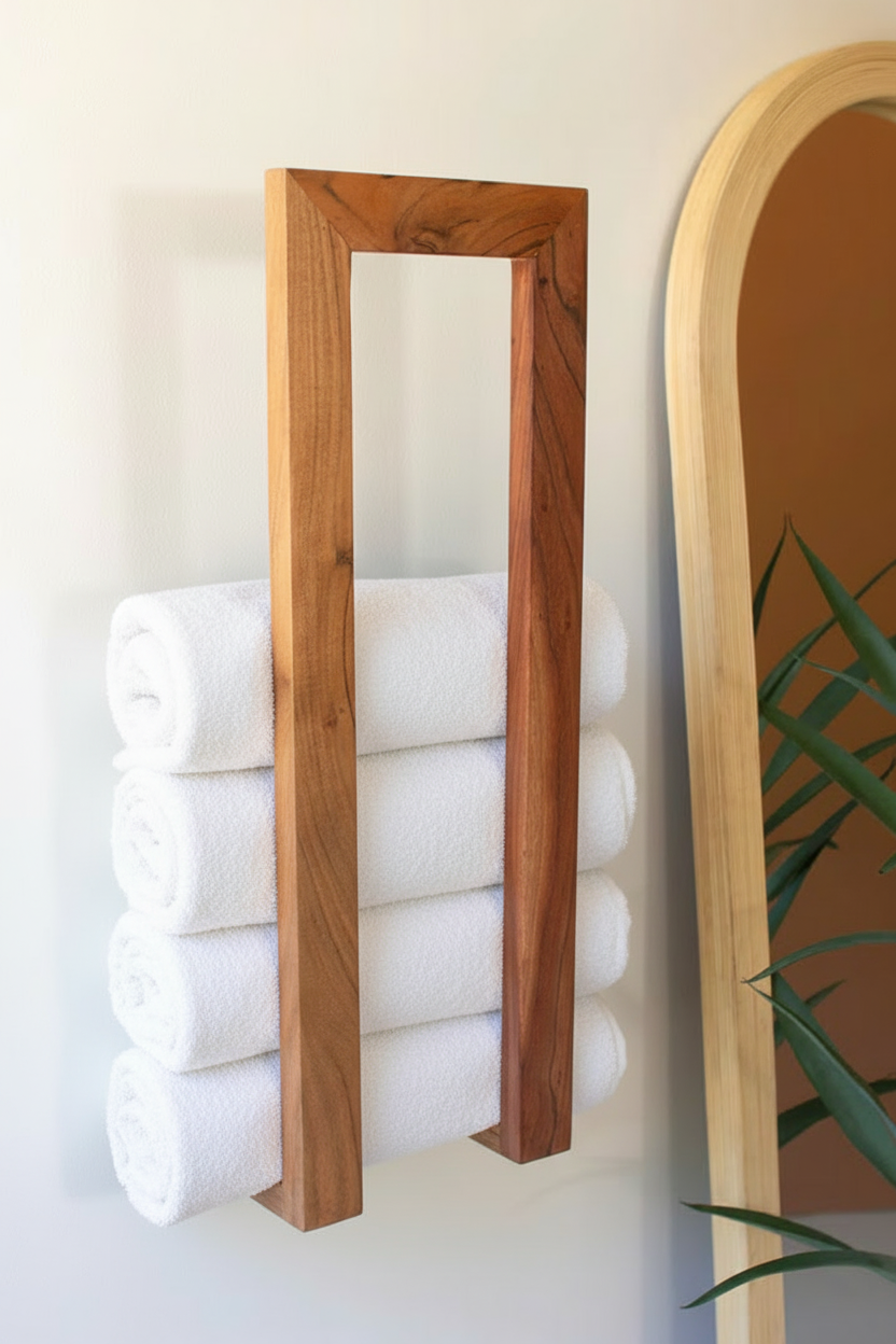 Towel rack with white spa towels